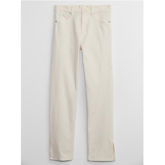 GAP High Rise '90s Original Straight Jeans SPLIT HEM Size 4/27 Color Tan Chino - Picture 5 of 6
